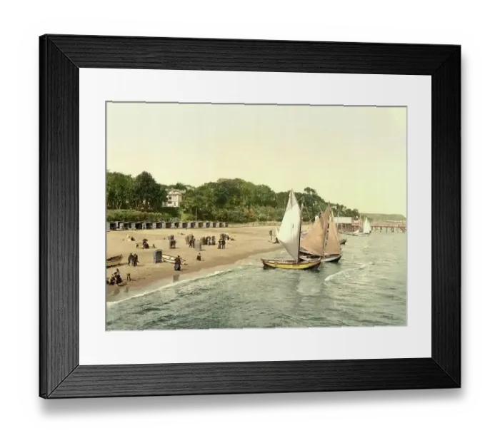 Framed Print : Baltic Sea beach in Heringsdorf, Mecklenburg-Western Pomerania, Germany, Historic, digitally restored reproduction of a photochrome print from the 1890s Framed Print : Baltic Sea beach in Heringsdorf, Mecklenburg-Western Pomerania, Germany, Historic, digitally restored reproduction of a photochrome print from the 1890s