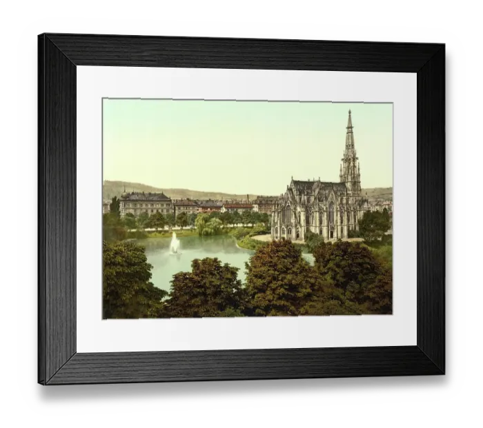 Framed Print : The Johannes Church in Stuttgart, Baden-Wuerttemberg, Germany, Historic, digitally restored reproduction of a photochrome print from the 1890s Framed Print : The Johannes Church in Stuttgart, Baden-Wuerttemberg, Germany, Historic, digitally restored reproduction of a photochrome print from the 1890s
