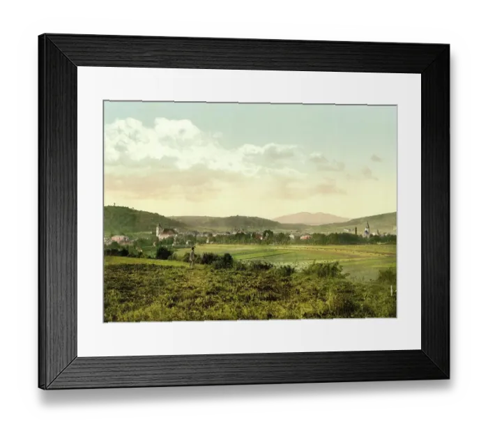 Framed Print : Hildburghausen with the Gleichberge, Thuringia, Germany, Historic, Photochrome print from the 1890s Framed Print : Hildburghausen with the Gleichberge, Thuringia, Germany, Historic, Photochrome print from the 1890s