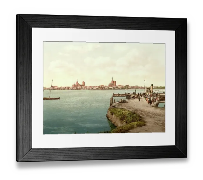 Framed Print : Ferry in Stralsund in Mecklenburg-Western Pomerania, Germany, Historical, Photochrome print from the 1890s Framed Print : Ferry in Stralsund in Mecklenburg-Western Pomerania, Germany, Historical, Photochrome print from the 1890s