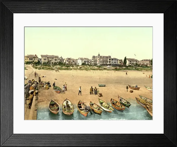 Framed Print : Beach promenade in Ahlbeck in Mecklenburg-Western Pomerania, Germany, Historic, Photochrome print from the 1890s