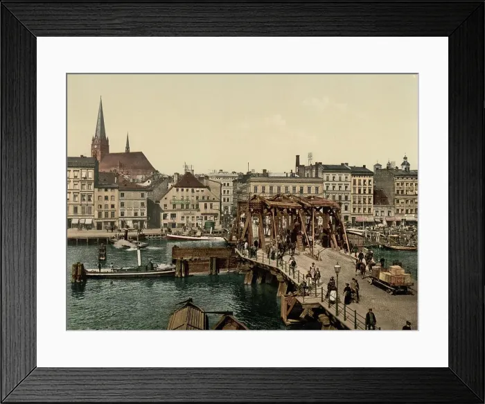 Framed Print : The big bridge in Szczecin, West Pomerania, formerly Germany, today Szczecin, Poland, Historic, photochrome print from the 1890s Framed Print : The big bridge in Szczecin, West Pomerania, formerly Germany, today Szczecin, Poland, Historic, photochrome print from the 1890s