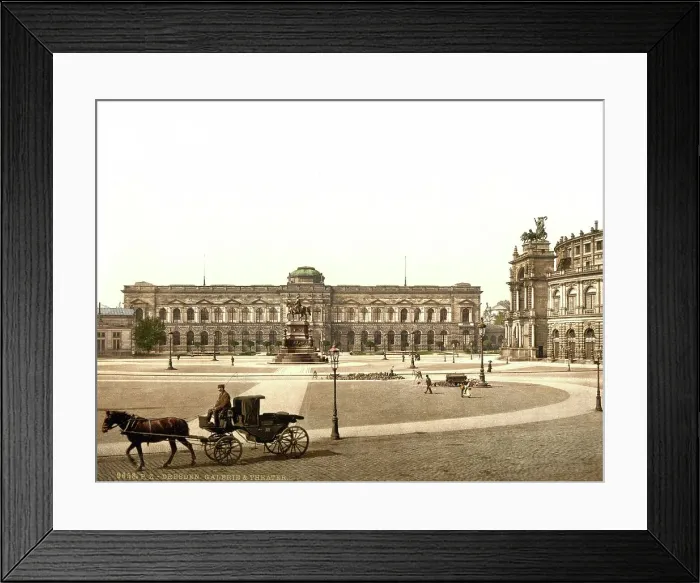 Framed Print : Gallery and Theatre in the Old Town of Dresden, Saxony, Germany, Historical, Photochrome print from the 1890s Framed Print : Gallery and Theatre in the Old Town of Dresden, Saxony, Germany, Historical, Photochrome print from the 1890s