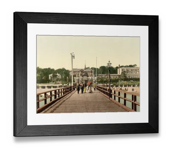 Framed Print : Pier in Heringsdorf, Mecklenburg-Western Pomerania, Germany, Historic, Photochrome print from the 1890s Framed Print : Pier in Heringsdorf, Mecklenburg-Western Pomerania, Germany, Historic, Photochrome print from the 1890s