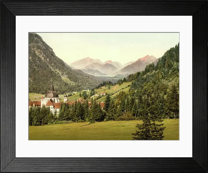 Framed Print : Ettal and the Ammergebirge, Upper Bavaria, Bavaria, Germany, Historical, Photochrome print from the 1890s Framed Print : Ettal and the Ammergebirge, Upper Bavaria, Bavaria, Germany, Historical, Photochrome print from the 1890s
