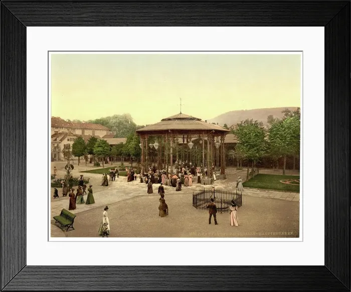 Framed Print : The drinking fountain in Bay Pyrmont in Lower Saxony, Germany, Historic, Photochrome print from the 1890s Framed Print : The drinking fountain in Bay Pyrmont in Lower Saxony, Germany, Historic, Photochrome print from the 1890s