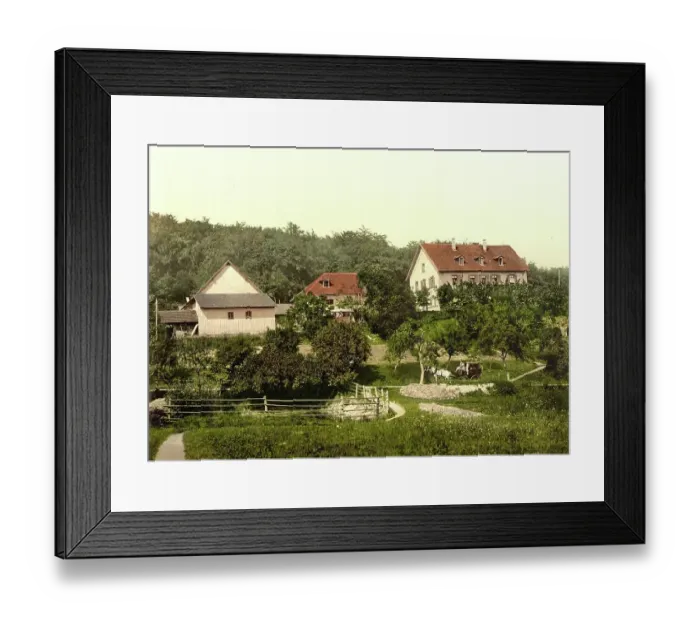 Framed Print : The Claushof, Forsthaus Klaushof, in Bad Kissingen, Bavaria, Germany, Historic, Photochrome print from the 1890s Framed Print : The Claushof, Forsthaus Klaushof, in Bad Kissingen, Bavaria, Germany, Historic, Photochrome print from the 1890s