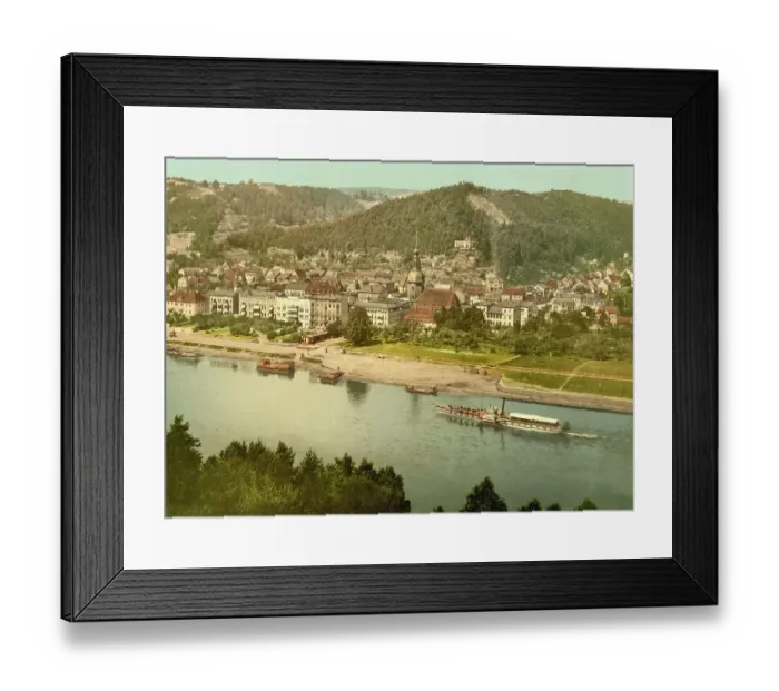Framed Print : Bad Schandau in Saxony, Germany, Historical, Photochrome print from the 1890s Framed Print : Bad Schandau in Saxony, Germany, Historical, Photochrome print from the 1890s