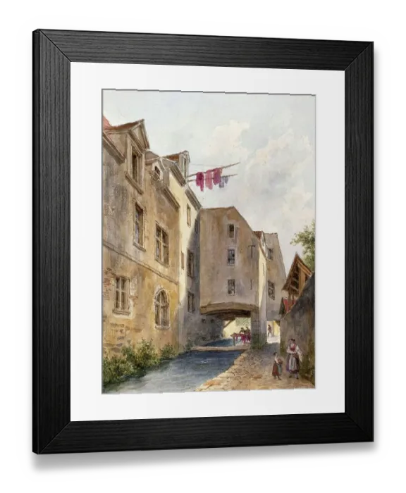 Framed Print : Tapestry dyeing factory on the banks of the river Bievre, today 13th arrondissement, 1860, Paris, France, Historic, digitally restored reproduction from a 19th century original Framed Print : Tapestry dyeing factory on the banks of the river Bievre, today 13th arrondissement, 1860, Paris, France, Historic, digitally restored reproduction from a 19th century original