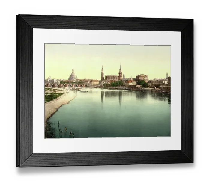 Framed Print : The old town of Dresden seen from the Marienbruecke, Saxony, Germany, Historic, Photochrome print from the 1890s