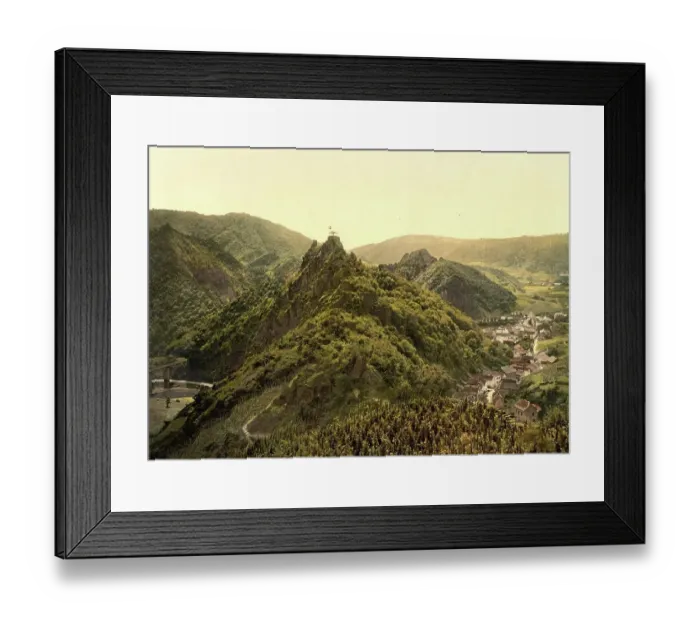 Framed Print : Altenahr and the white cross, Rhineland-Palatinate, Germany, Historic, Photochrome print from the 1890s Framed Print : Altenahr and the white cross, Rhineland-Palatinate, Germany, Historic, Photochrome print from the 1890s