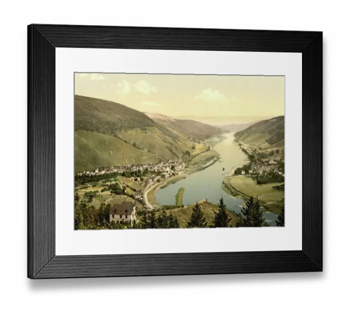 Framed Print : The villages of Alf and Bullay on the Moselle, Rhineland-Palatinate, Germany, Historical, Photochrome print from the 1890s Framed Print : The villages of Alf and Bullay on the Moselle, Rhineland-Palatinate, Germany, Historical, Photochrome print from the 1890s