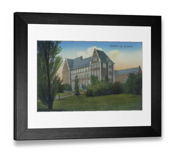 Framed Print : Local court in Eisleben, county Mansfeld-Suedharz, Saxony-Anhalt, Germany, view around ca 1910, digital reproduction of a historical postcard, from that time, exact date unknown