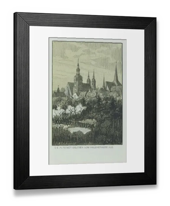 Framed Print : Old town Eisleben, county Mansfeld-Suedharz, Saxony-Anhalt, Germany, view around ca 1910, digital reproduction of a historical postcard, from that time, exact date unknown Framed Print : Old town Eisleben, county Mansfeld-Suedharz, Saxony-Anhalt, Germany, view around ca 1910, digital reproduction of a historical postcard, from that time, exact date unknown