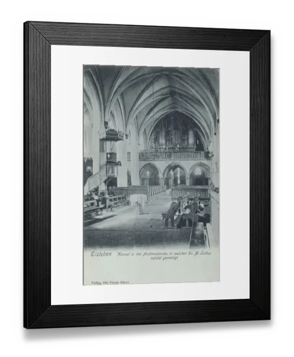 Framed Print : St. Andrew's Church, pulpit, Eisleben, Mansfeld-Suedharz county, Saxony-Anhalt, Germany, view from around 1910, digital reproduction of a historical postcard, from that time, exact date unknown Framed Print : St. Andrew's Church, pulpit, Eisleben, Mansfeld-Suedharz county, Saxony-Anhalt, Germany, view from around 1910, digital reproduction of a historical postcard, from that time, exact date unknown