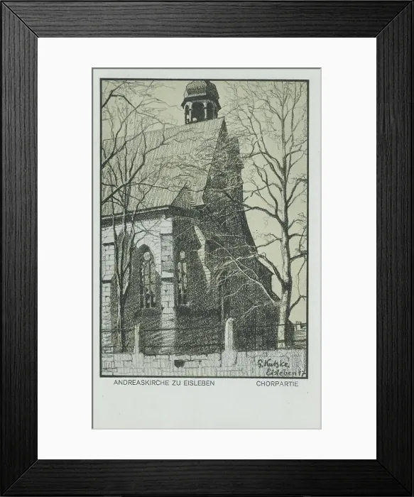 Framed Print : St. Andrew's Church, Eisleben, Mansfeld-Suedharz County, Saxony-Anhalt, Germany, view from around 1910, digital reproduction of a historical postcard, from that time, exact date unknown Framed Print : St. Andrew's Church, Eisleben, Mansfeld-Suedharz County, Saxony-Anhalt, Germany, view from around 1910, digital reproduction of a historical postcard, from that time, exact date unknown