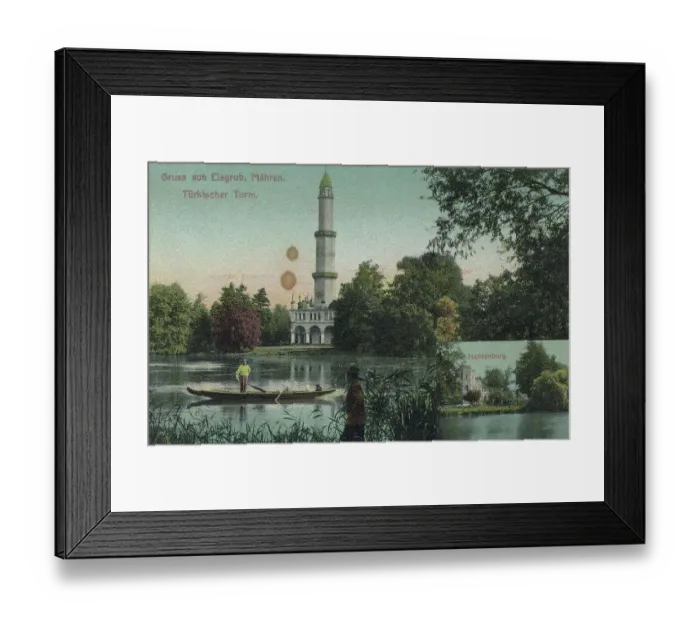 Framed Print : Turkish tower in Eisgrub, Moravia, today Lednice, Czech Republic, view around ca 1910, digital reproduction of a historical postcard, from that time, exact date unknown Framed Print : Turkish tower in Eisgrub, Moravia, today Lednice, Czech Republic, view around ca 1910, digital reproduction of a historical postcard, from that time, exact date unknown