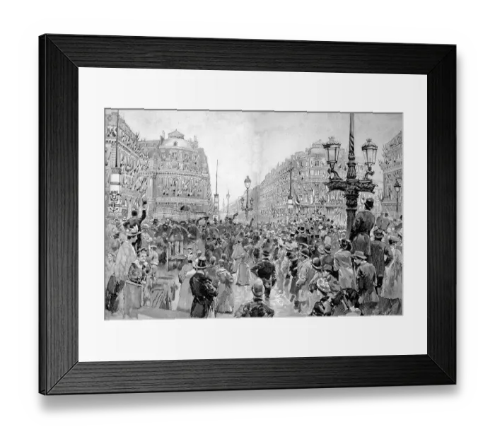 Framed Print : Historical illustration showing the visit of the Russian Mediterranean Corps to Paris, France, here the square at the Opera upon the arrival of the Russian officers, Historical, digitally restored reproduction of an original 19th century artwork Framed Print : Historical illustration showing the visit of the Russian Mediterranean Corps to Paris, France, here the square at the Opera upon the arrival of the Russian officers, Historical, digitally restored reproduction of an original 19th century artwork