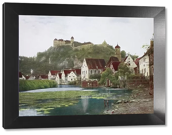 Historical photo around 1880 of Harburg an der Woernitz, Bavaria, Germany, historical, digitally restored reproduction of a 19th century original