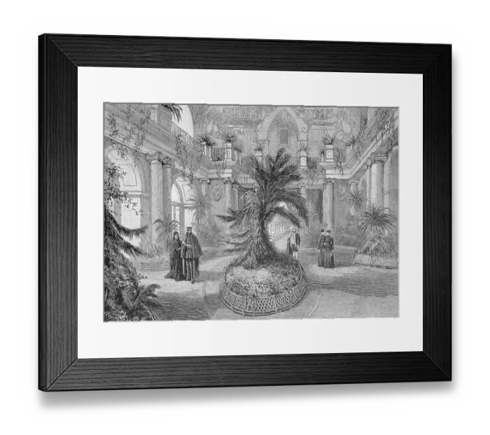 Framed Print : Emperor Frederick Accompanied by the Empress in the Orangery of Charlottenburg, Germany, historical, digitally restored reproduction of a 19th century original