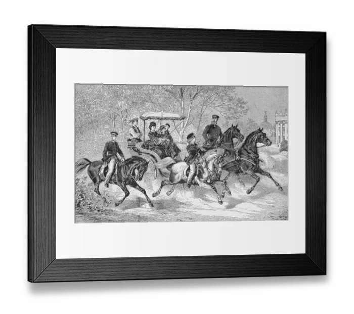 Framed Print : Crown Prince Frederick William with his family on a ride with horses and carriage, Germany, historical, digitally restored reproduction of a 19th century original Framed Print : Crown Prince Frederick William with his family on a ride with horses and carriage, Germany, historical, digitally restored reproduction of a 19th century original