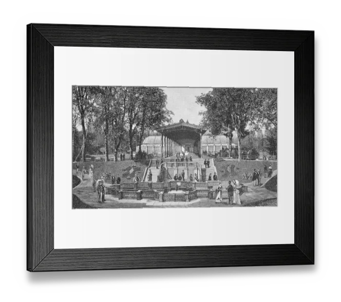 Framed Print : The Elisabeth Fountain with the Trinkhalle in Bad Homburg, Germany, historical, digitally restored reproduction of a 19th century original Framed Print : The Elisabeth Fountain with the Trinkhalle in Bad Homburg, Germany, historical, digitally restored reproduction of a 19th century original