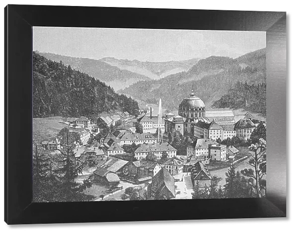 View of St. Blasien with the monastery and the cathedral of St. Blasius in the Black Forest, Germany, historical, digitally restored reproduction of a 19th century original