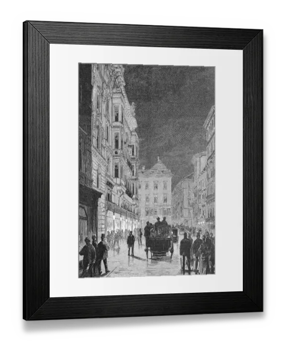 Framed Print : The Kaerntnerstrasse or Carinthian Street in Vienna in the Evening, Austria, historical, digitally restored reproduction of a 19th century original Framed Print : The Kaerntnerstrasse or Carinthian Street in Vienna in the Evening, Austria, historical, digitally restored reproduction of a 19th century original