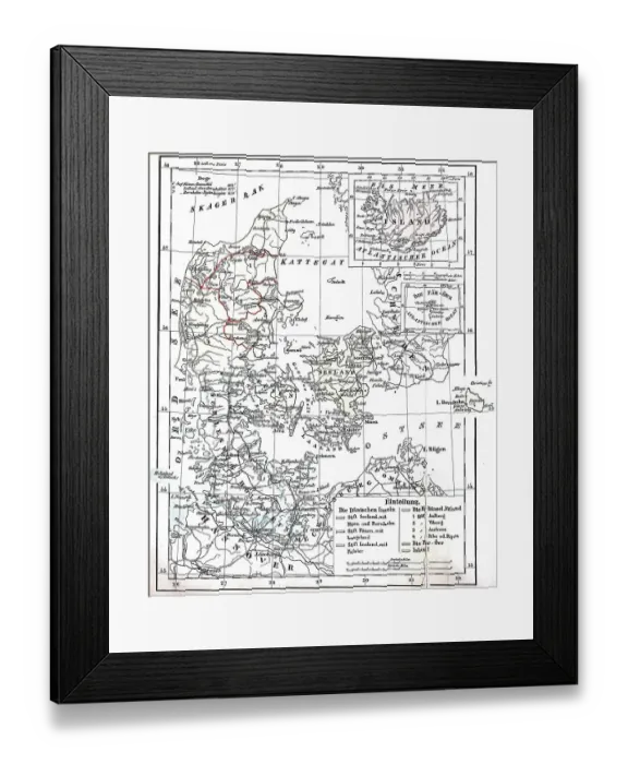 Framed Print : Map of Denmark and Prussian Province of Schleswig-Holstein circa 1890, Germany, Historical, digitally restored reproduction of a 19th century original, exact original date unknown Framed Print : Map of Denmark and Prussian Province of Schleswig-Holstein circa 1890, Germany, Historical, digitally restored reproduction of a 19th century original, exact original date unknown