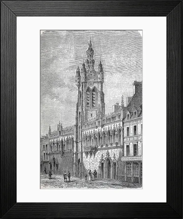Framed Print : The Town Hall of Douai in 1882, Hauts-de-France, France, Historic, digitally restored reproduction of an original 19th century painting, exact original date not known Framed Print : The Town Hall of Douai in 1882, Hauts-de-France, France, Historic, digitally restored reproduction of an original 19th century painting, exact original date not known
