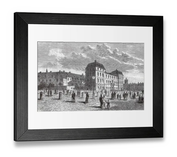 Framed Print : The Schlossplatz in Darmstadt in 1880, Hesse, Germany, Historic, digitally restored reproduction of an original 19th century painting, exact original date not known Framed Print : The Schlossplatz in Darmstadt in 1880, Hesse, Germany, Historic, digitally restored reproduction of an original 19th century painting, exact original date not known