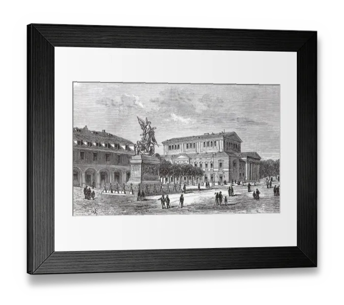 Framed Print : The Court Theatre and the State War Memorial in Darmstadt in 1880, Hesse, Germany, Historic, digitally restored reproduction of an original 19th-century master copy, exact original date not known Framed Print : The Court Theatre and the State War Memorial in Darmstadt in 1880, Hesse, Germany, Historic, digitally restored reproduction of an original 19th-century master copy, exact original date not known