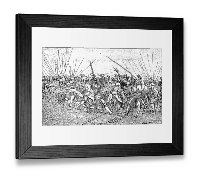 Framed Print : State of Culture in the 16th century, Battle of the Landsknechte, after a painting by H. Holbein, Germany, Historical, digitally restored reproduction of a 19th century original, exact original date unknown