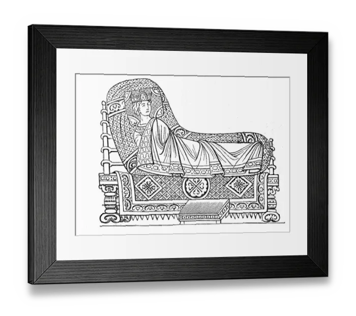 Framed Print : Cultural state in the 12th century, a king on his bed, after a picture in the manuscript of the Hortus deliciarum of Herrad of Landsberg, Germany, Historic, digitally restored reproduction of an original from the 19th century Framed Print : Cultural state in the 12th century, a king on his bed, after a picture in the manuscript of the Hortus deliciarum of Herrad of Landsberg, Germany, Historic, digitally restored reproduction of an original from the 19th century