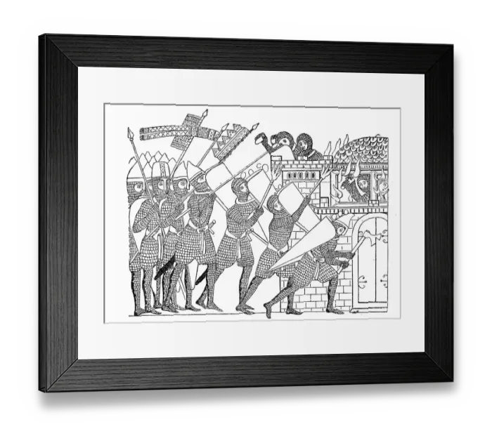 Framed Print : Cultural state in the 12th century, siege of a castle, after a picture in the manuscript of the Hortus deliciarum of Herrad of Landsberg, Germany, Historical, digitally restored reproduction of a 19th century original, exact original date unknown Framed Print : Cultural state in the 12th century, siege of a castle, after a picture in the manuscript of the Hortus deliciarum of Herrad of Landsberg, Germany, Historical, digitally restored reproduction of a 19th century original, exact original date unknown