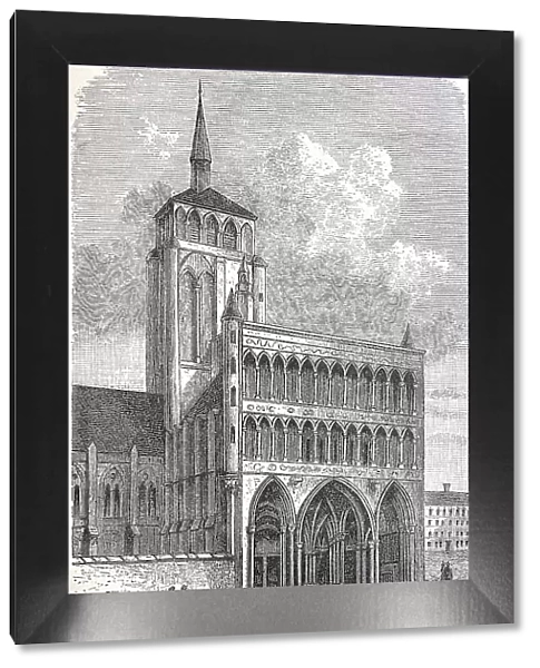 Notre-Dame de Dijon, a Gothic church in Dijon, here in 1880, France, Historic, digitally restored reproduction of a 19th century original, exact original date unknown