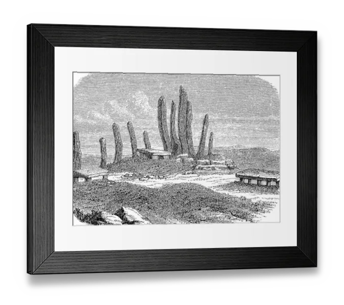 Framed Print : Menhir and stone table in Khasia in 1880, Bengal, India, Historic, digitally restored reproduction of an original 19th-century painting, exact original date unknown Framed Print : Menhir and stone table in Khasia in 1880, Bengal, India, Historic, digitally restored reproduction of an original 19th-century painting, exact original date unknown