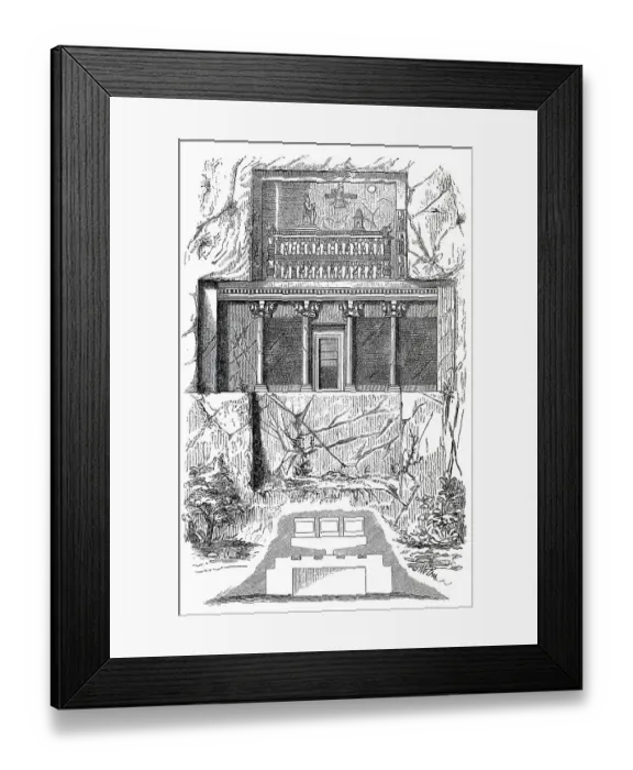 Framed Print : Rock Tomb of Darius I in Naqsh-e Rostam, in 1882, Iran, Historic, digitally restored reproduction of an original 19th century artwork, exact original date unknown Framed Print : Rock Tomb of Darius I in Naqsh-e Rostam, in 1882, Iran, Historic, digitally restored reproduction of an original 19th century artwork, exact original date unknown