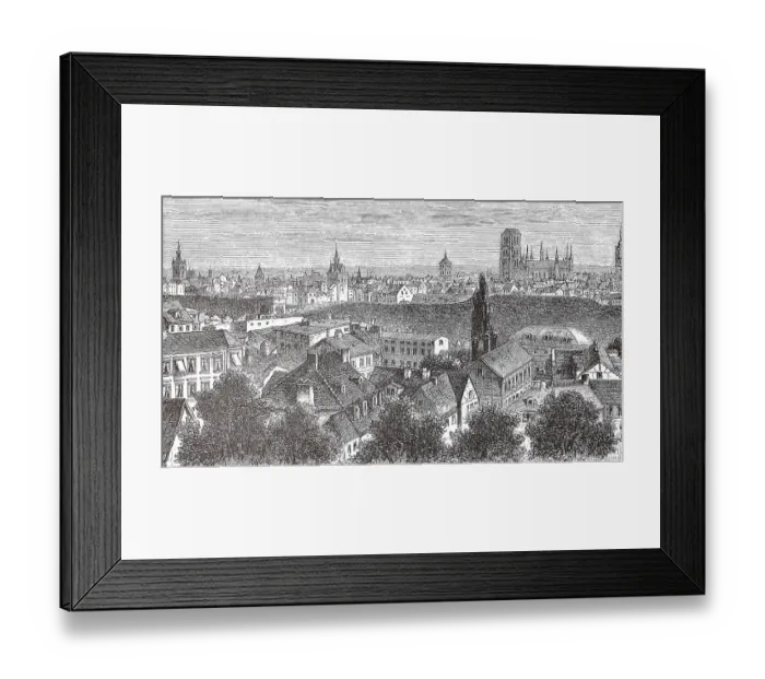 Framed Print : View of Gdansk, Gdansk, seen from the Bishop's Hill, 1885, Poland, Historic, digitally restored reproduction of an original 19th century painting, exact original date unknown Framed Print : View of Gdansk, Gdansk, seen from the Bishop's Hill, 1885, Poland, Historic, digitally restored reproduction of an original 19th century painting, exact original date unknown