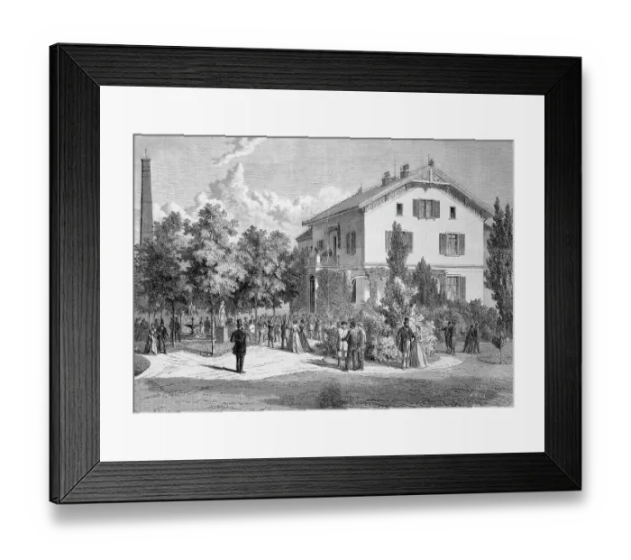 Framed Print : The music band of the workers of the Arnold Staub weaving mill in Kuchen, Baden-Wuerttemberg, Germany, at a concert on Sunday afternoon, Historic, digitally restored reproduction of a 19th century original, exact original date unknown Framed Print : The music band of the workers of the Arnold Staub weaving mill in Kuchen, Baden-Wuerttemberg, Germany, at a concert on Sunday afternoon, Historic, digitally restored reproduction of a 19th century original, exact original date unknown
