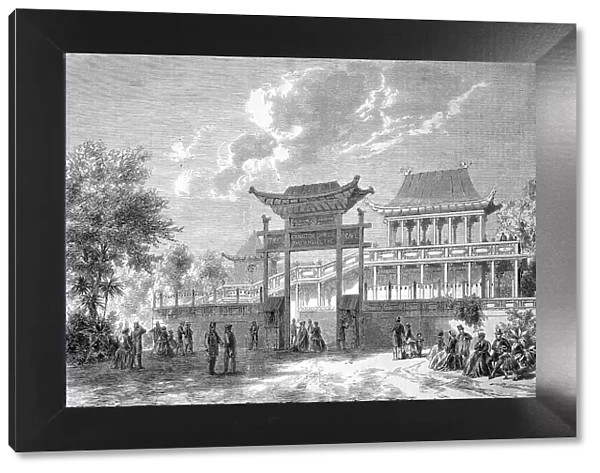 World's Fair, World's Fair or Universal Exhibition in Paris, France, The Chinese Exhibition and Theatre, Paris World's Fair 1889, Historic, digitally restored reproduction of an original 19th century artwork, exact original date unknown