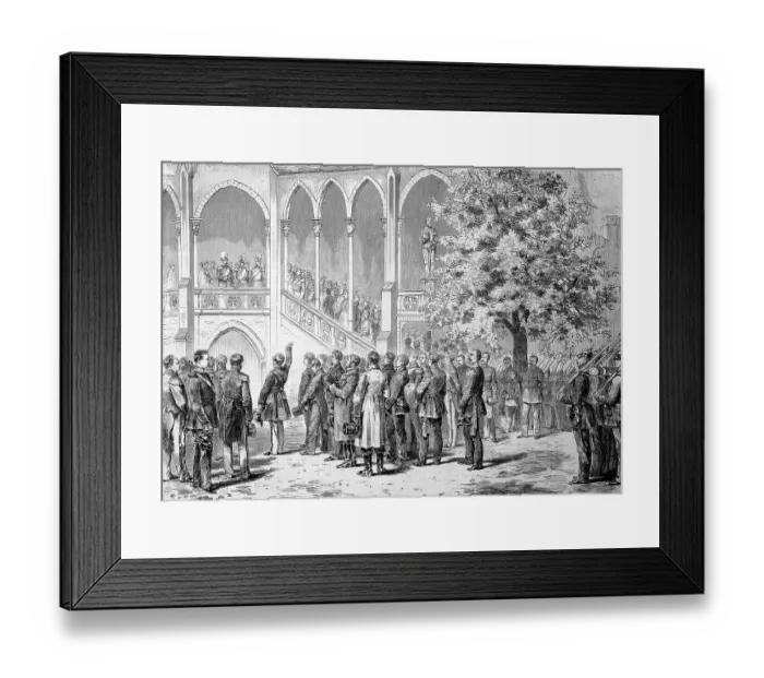 Framed Print : Speech by Count Stillfried to the King, Hohenzollern Castle, Baden-Wuerttemberg, Germany, on 3 October 1867, The construction of the third castle was completed on 3 October 1867 under Frederick William IV, Historic Framed Print : Speech by Count Stillfried to the King, Hohenzollern Castle, Baden-Wuerttemberg, Germany, on 3 October 1867, The construction of the third castle was completed on 3 October 1867 under Frederick William IV, Historic