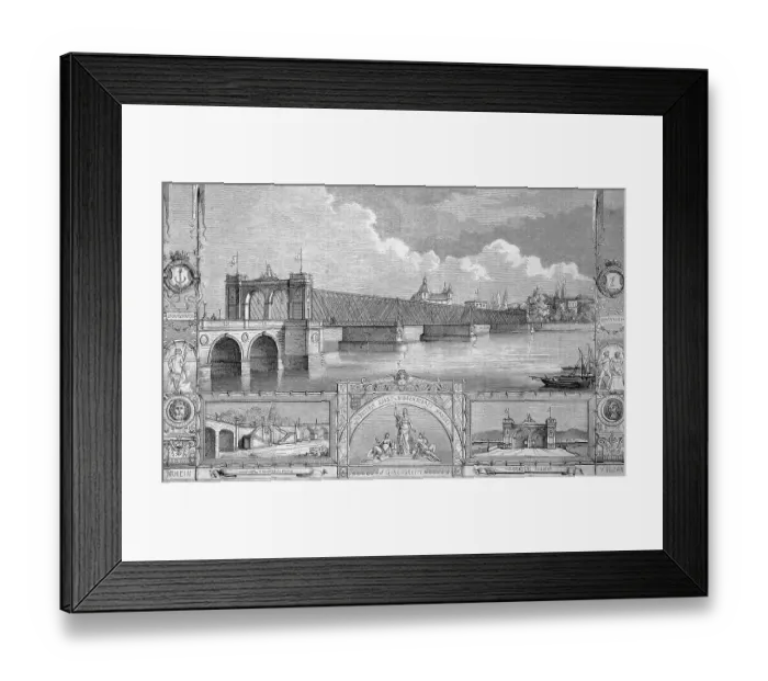 Framed Print : The new bridge over the Rhine around 1890, between Mannheim and Ludwigshafen, Germany, Historic, digitally restored reproduction of an original 19th-century model, exact original date unknown Framed Print : The new bridge over the Rhine around 1890, between Mannheim and Ludwigshafen, Germany, Historic, digitally restored reproduction of an original 19th-century model, exact original date unknown