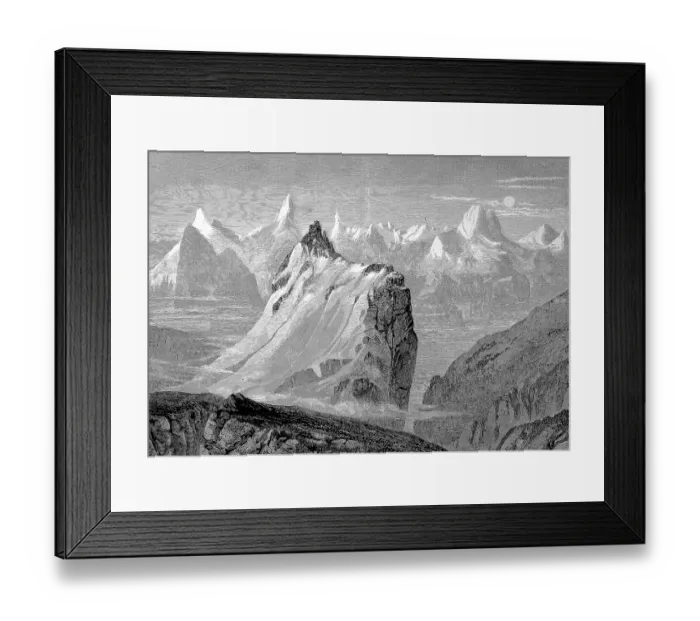 Framed Print : The mountains of the Alps in the Bernese Oberland, Switzerland, View from the Faulhorn, Historic, digitally restored reproduction of an original 19th century painting, exact original date not known Framed Print : The mountains of the Alps in the Bernese Oberland, Switzerland, View from the Faulhorn, Historic, digitally restored reproduction of an original 19th century painting, exact original date not known