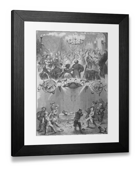 Framed Print : Polterabend is a German wedding custom in which guests smash china the night in front of the wedding to bring good luck to the couple, here in Hamburg, Germany, Historic, digitally restored reproduction of a 19th century original Framed Print : Polterabend is a German wedding custom in which guests smash china the night in front of the wedding to bring good luck to the couple, here in Hamburg, Germany, Historic, digitally restored reproduction of a 19th century original
