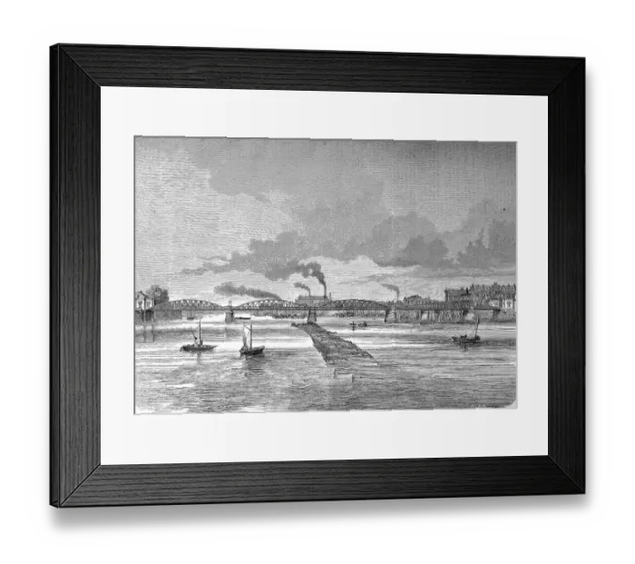 Framed Print : Bridge over the Weser near Bremen in 1885, Germany, Historic, digitally restored reproduction of an original 19th century painting, exact original date unknown Framed Print : Bridge over the Weser near Bremen in 1885, Germany, Historic, digitally restored reproduction of an original 19th century painting, exact original date unknown