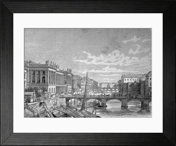 Framed Print : Berlin, Germany, the new stock exchange, the Friedrichsbruecke and the Kurfuerstenbruecke over the Spree, Historic, digitally restored reproduction of an original 19th century master, exact original date not known Framed Print : Berlin, Germany, the new stock exchange, the Friedrichsbruecke and the Kurfuerstenbruecke over the Spree, Historic, digitally restored reproduction of an original 19th century master, exact original date not known