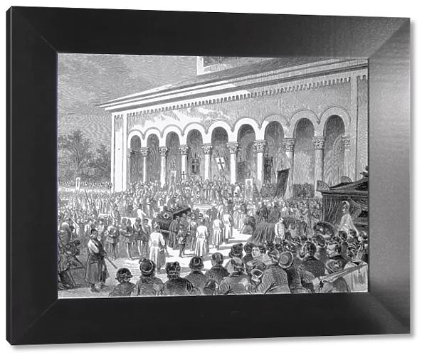 The Funeral of King Ludwig in Munich, Bavaria, Germany, Ludwig I. Ludwig I. 1786, 1868, was King of Bavaria, Historic, digitally restored reproduction of an original 19th century artwork, exact original date not known