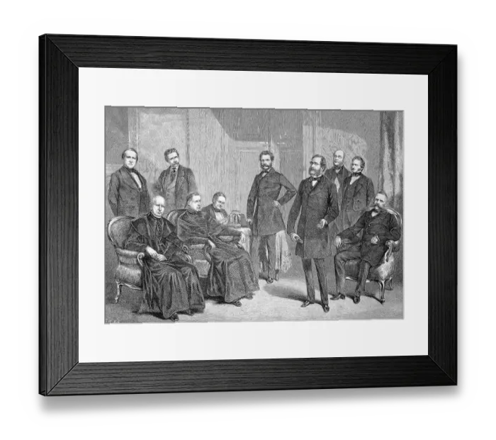 Framed Print : Conference in the House of Lords in Vienna, Austria, Professor Arndts, Cardinal Rauscher, Cardinal Prince Schwarzenberg, Count Thun, Count Auersperg, Professor Rokitansky, Baron Lichtenfels, President Colloredo, Historical