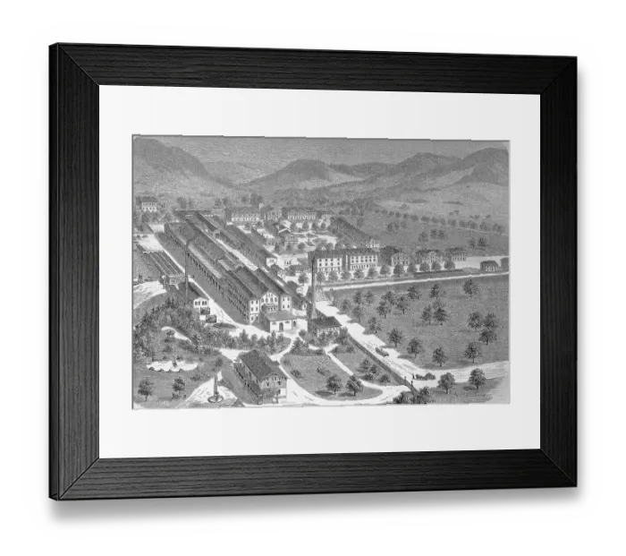 Framed Print : Industry, weaving mill of Arnold Staub in Kuchen, Baden-Wuerttemberg, Germany, Historic, digitally restored reproduction of a 19th century original, exact original date unknown Framed Print : Industry, weaving mill of Arnold Staub in Kuchen, Baden-Wuerttemberg, Germany, Historic, digitally restored reproduction of a 19th century original, exact original date unknown